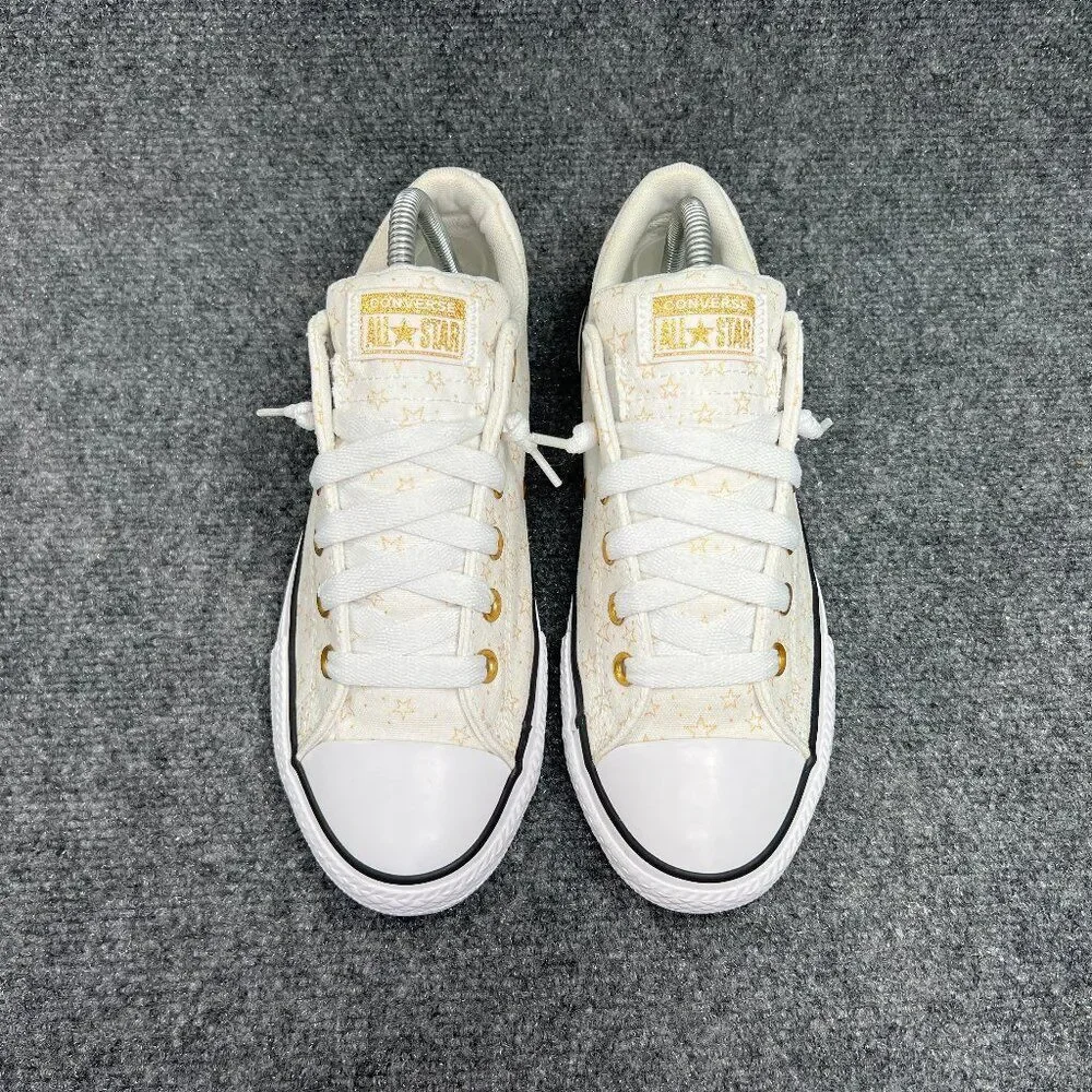 Converse All Star Street Slip Sneakers Girl's‎ 6 White Gold Star Athletic Shoes